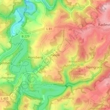 Heide topographic map, elevation, terrain