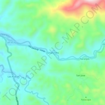 Tamarindos topographic map, elevation, terrain
