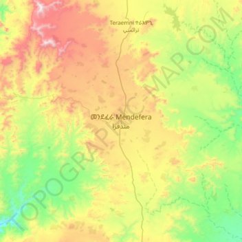 Mendefera topographic map, elevation, terrain