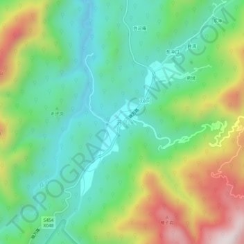 Suping topographic map, elevation, terrain