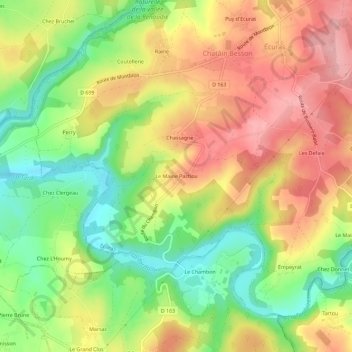 Le Maine Pachou topographic map, elevation, terrain