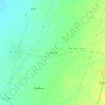 Meerpur topographic map, elevation, terrain
