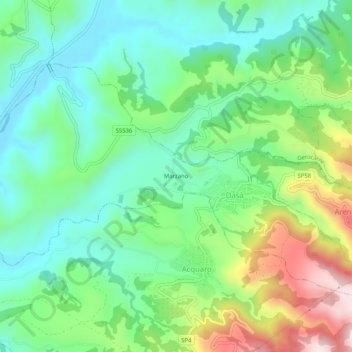Marzano topographic map, elevation, terrain