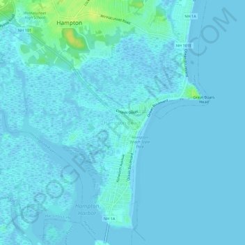 Hampton Beach topographic map, elevation, terrain