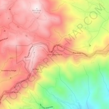 Little Switzerland topographic map, elevation, terrain