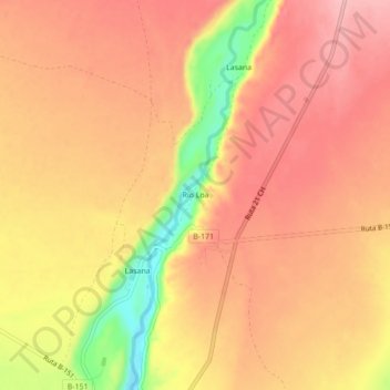Río Loa topographic map, elevation, terrain