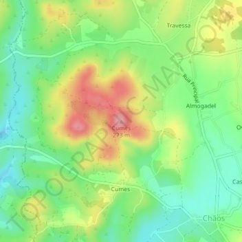 Cumes topographic map, elevation, terrain