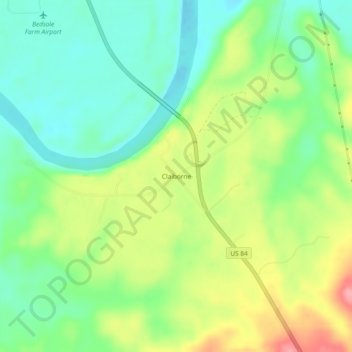 Claiborne topographic map, elevation, terrain