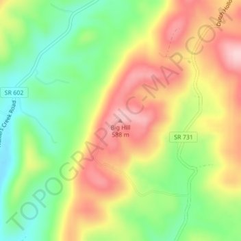 Big Hill topographic map, elevation, terrain