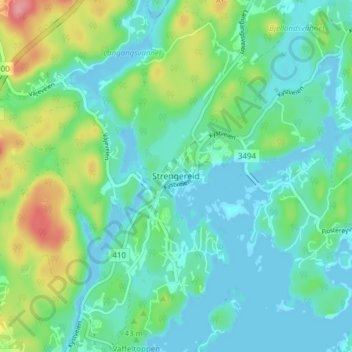 Strengereid topographic map, elevation, terrain