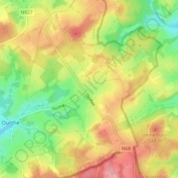 Deiffelt topographic map, elevation, terrain
