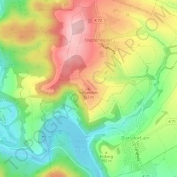 Ringelstein topographic map, elevation, terrain
