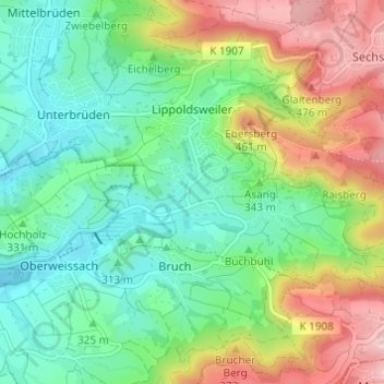 Hohnweiler topographic map, elevation, terrain