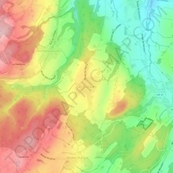Les Cullayes topographic map, elevation, terrain