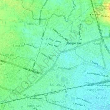 Sumber topographic map, elevation, terrain