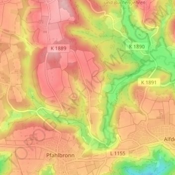 Brend topographic map, elevation, terrain