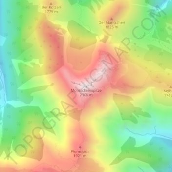 Montscheinspitze topographic map, elevation, terrain