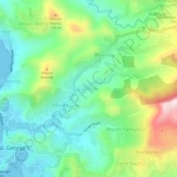 La Mode topographic map, elevation, terrain