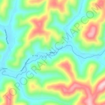 Walker topographic map, elevation, terrain