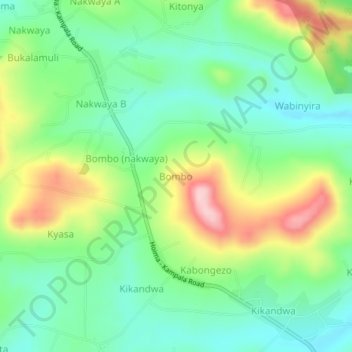 Bombo topographic map, elevation, terrain