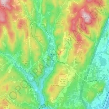 Thetford topographic map, elevation, terrain