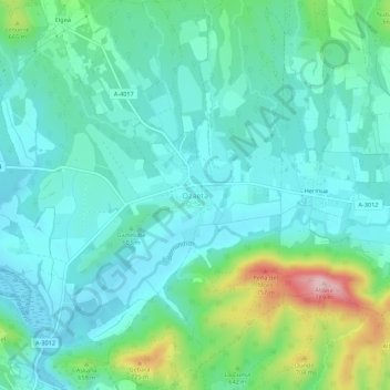 Ozaeta topographic map, elevation, terrain