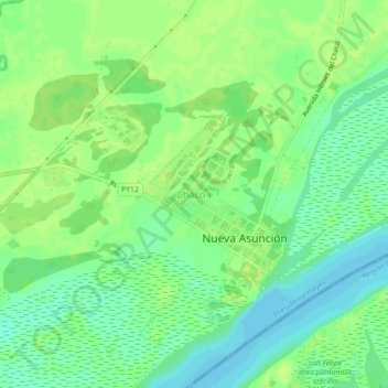 Chaco-i topographic map, elevation, terrain
