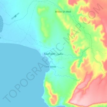 Hafun topographic map, elevation, terrain