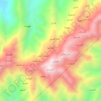 الوهدة topographic map, elevation, terrain