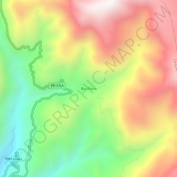 Rio Pisco topographic map, elevation, terrain