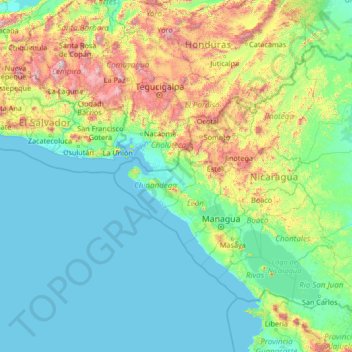 Chinandega topographic map, elevation, terrain