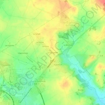 La Chauvetière topographic map, elevation, terrain