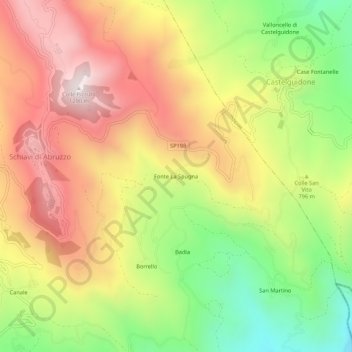Fonte La Spugna topographic map, elevation, terrain