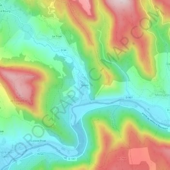 Boyne topographic map, elevation, terrain