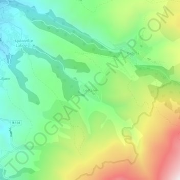 Leštane topographic map, elevation, terrain