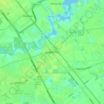 League City topographic map, elevation, terrain