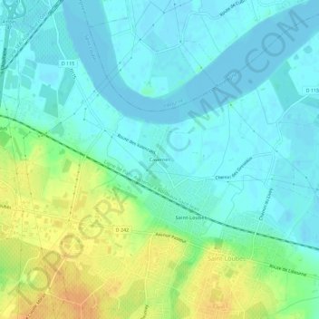 Cavernes topographic map, elevation, terrain