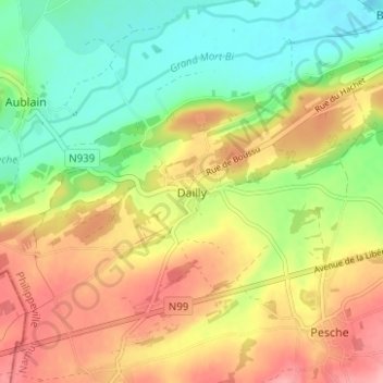 Dailly topographic map, elevation, terrain