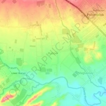 Rubber topographic map, elevation, terrain
