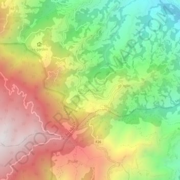 Bhotechaur topographic map, elevation, terrain