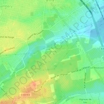 Couhins topographic map, elevation, terrain