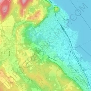 Mercurago topographic map, elevation, terrain