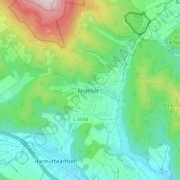 Rodebach topographic map, elevation, terrain