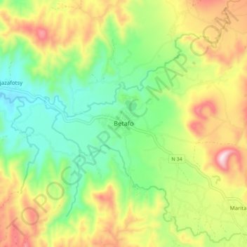 Betafo topographic map, elevation, terrain