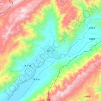 Yingjiang County topographic map, elevation, terrain