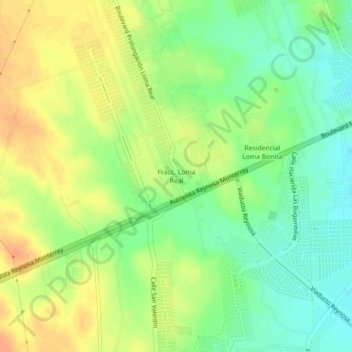 Fracc. Loma Real topographic map, elevation, terrain