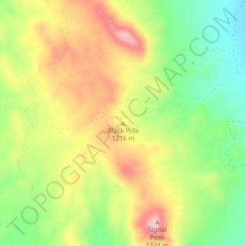Black Hills topographic map, elevation, terrain