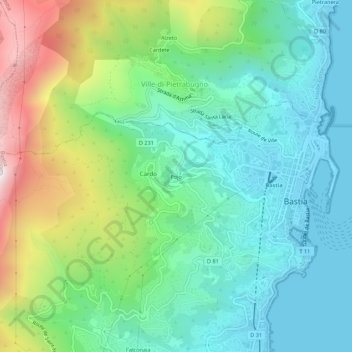 Pojo topographic map, elevation, terrain