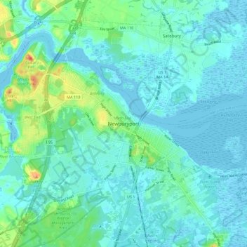 Newburyport topographic map, elevation, terrain