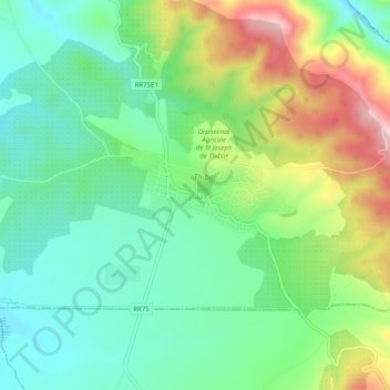 Thibar topographic map, elevation, terrain